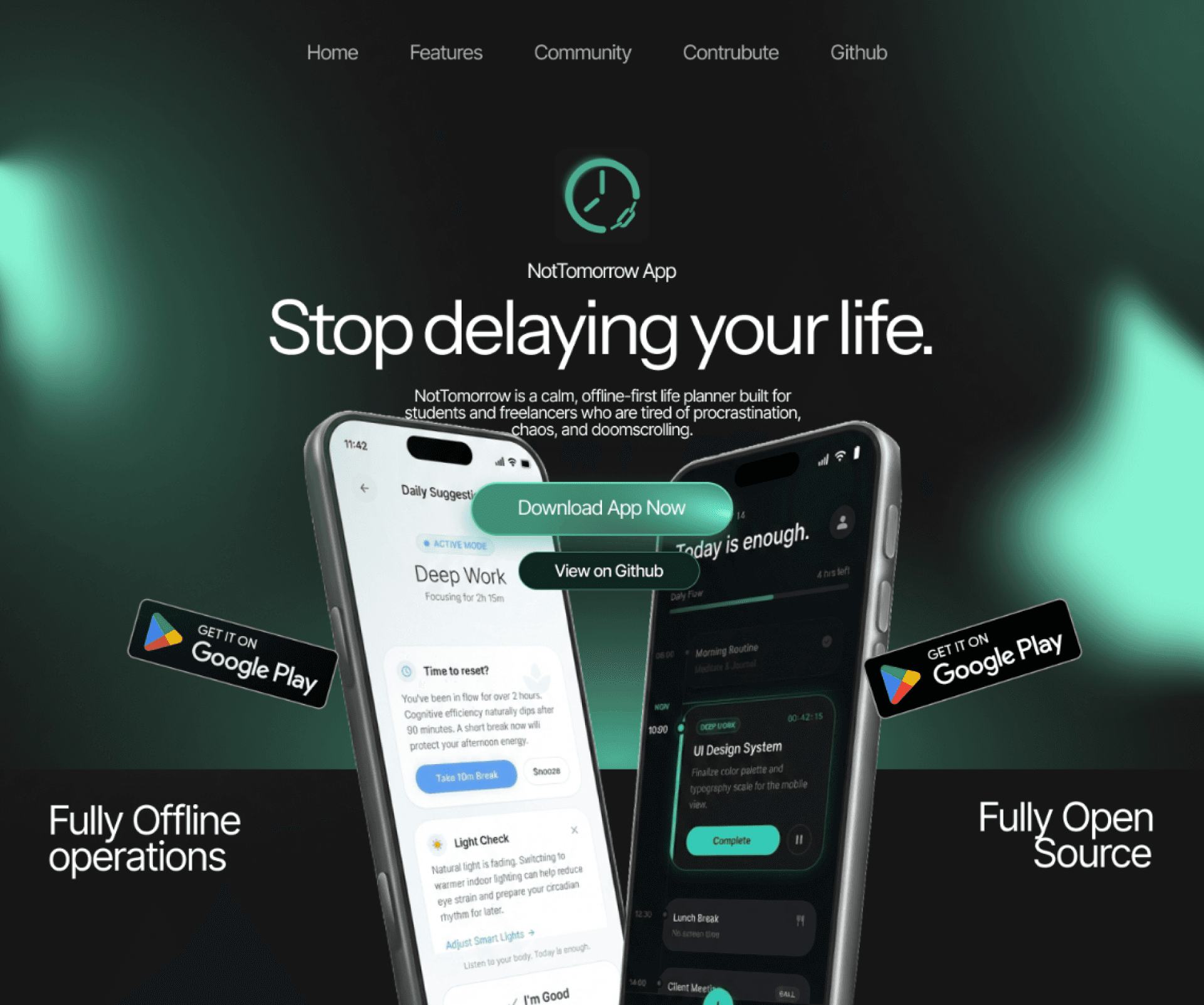 NotTomorrow – A Calm Daily Life System